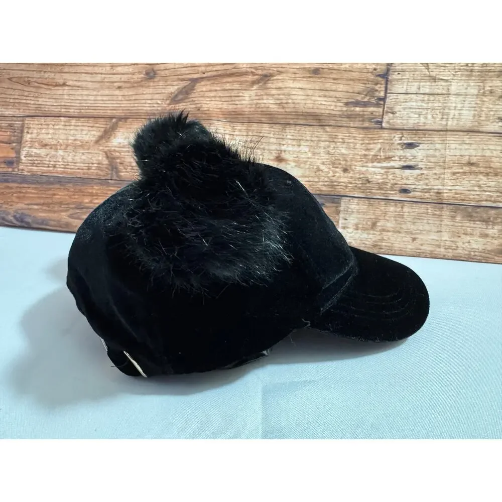 Guess Los Angeles Women's Mickey Mouse Black Velour Puffs Hat